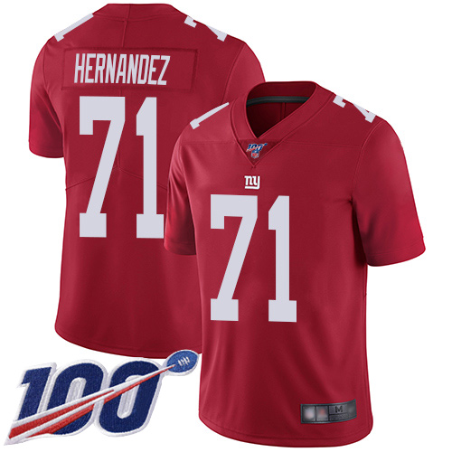 Men New York Giants 71 Will Hernandez Red Limited Red Inverted Legend 100th Season Football NFL Jersey